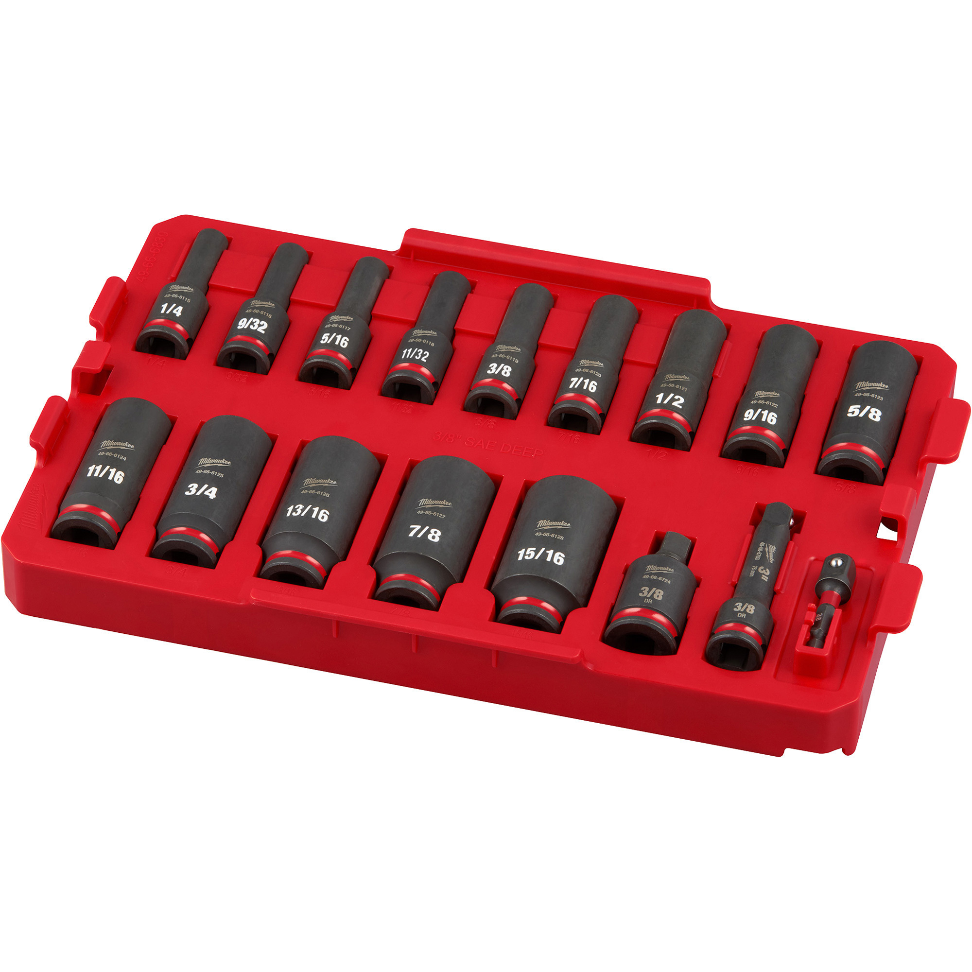 Milwaukee Shockwave Impact Duty 3/8in.-Drive, 6-Point Socket Set, 17-Pc., SAE, Model# 49-66-6815